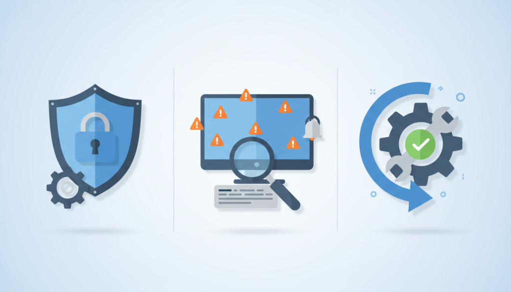 Illustration des solutions avant, pendant et après une intrusion