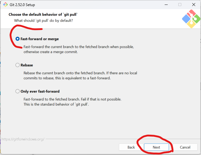 Comportement de Git pull pour Git Bash