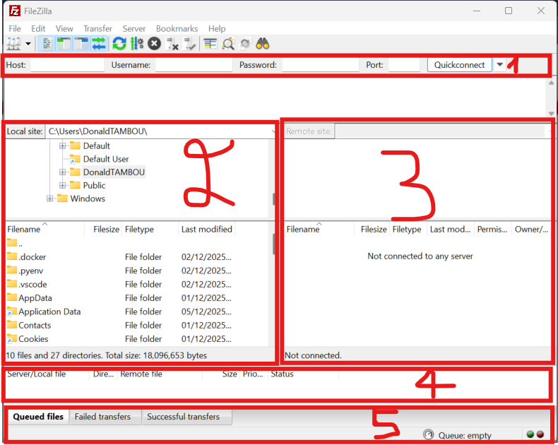 Interface FileZilla